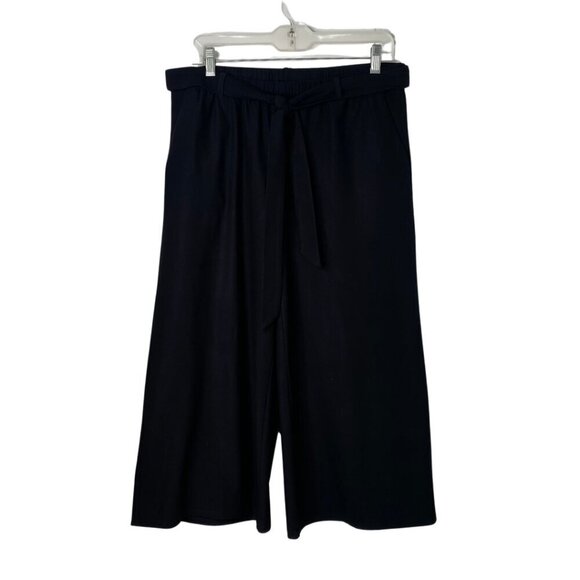 Eileen Fisher Women's Black Viscose Cropped Wide Leg Tie Front Pants, Small #220 - Picture 4 of 9
